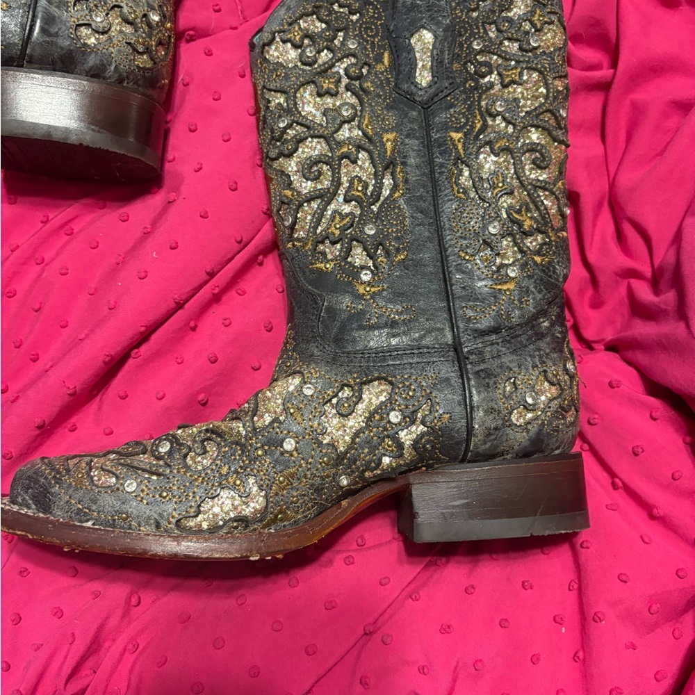 Corral Black and Gold Embellished Boots